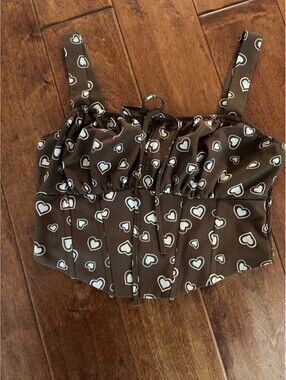 Y2K MIMI Crop Top Heart Print Top Size Small 💓